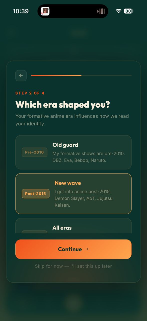 Onboarding flow screens